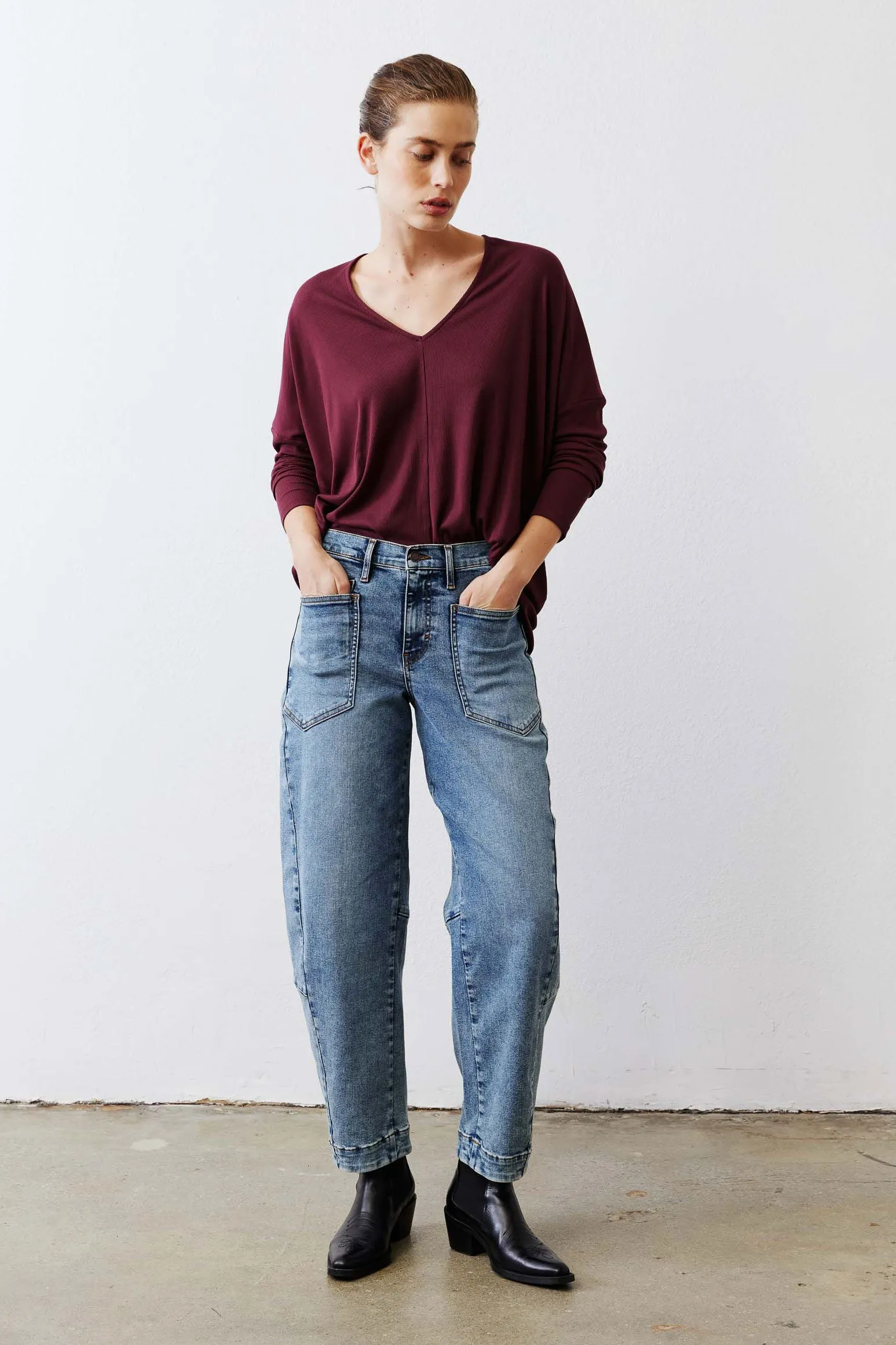 The Ribbed Dolman Long Sleeve Top sold by Ruti