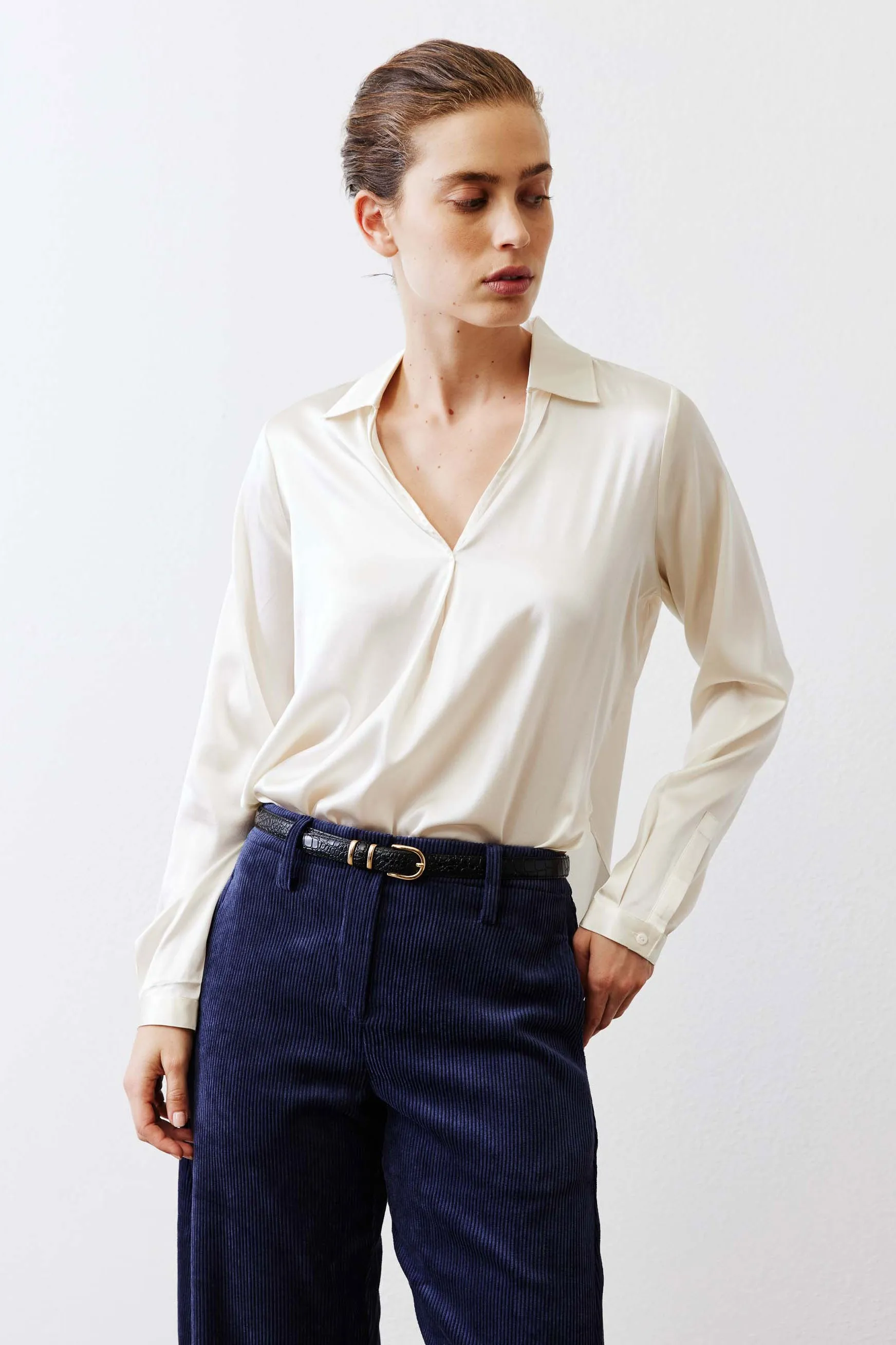 The Popover Washable Silk Long Sleeve Blouse sold by Ruti