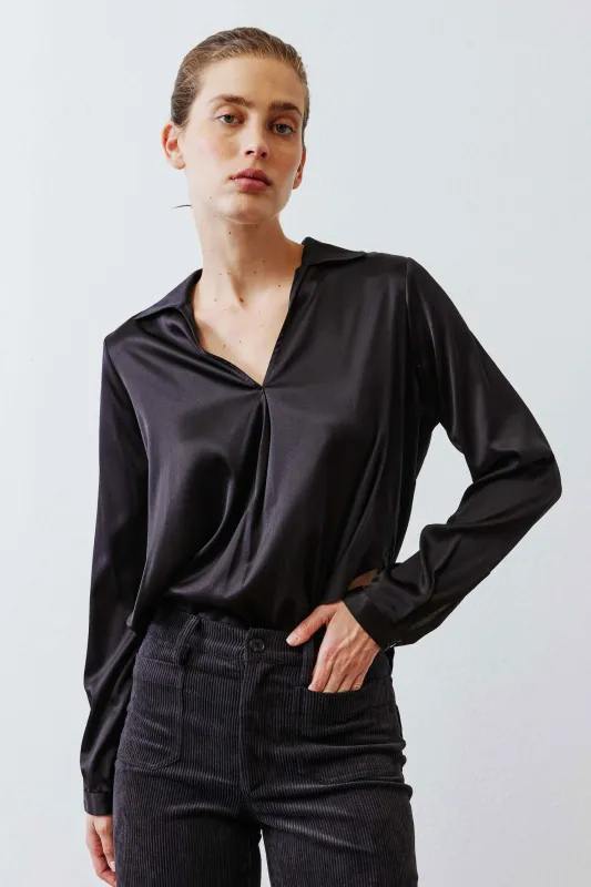 The Popover Washable Silk Long Sleeve Blouse sold by Ruti