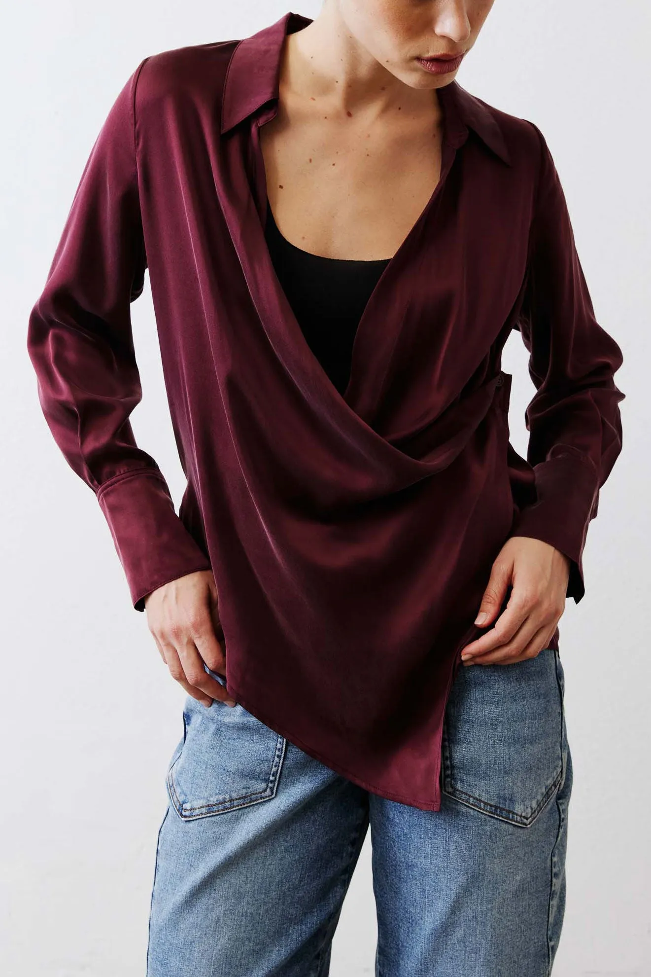 Collared Wrap Washable Silk Blouse sold by Ruti product image thumbnail 4