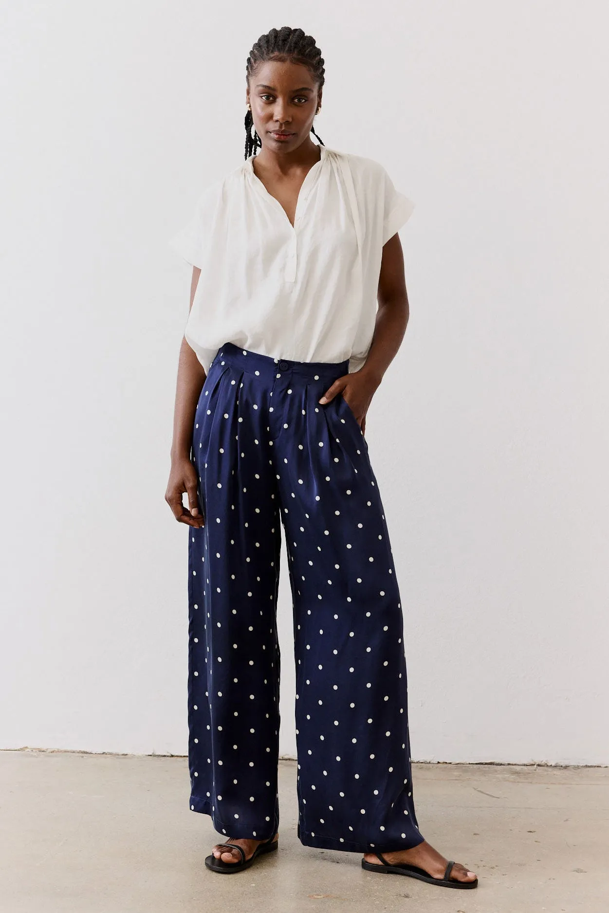 Easy Washable Silk Wide Leg Trousers sold by Ruti