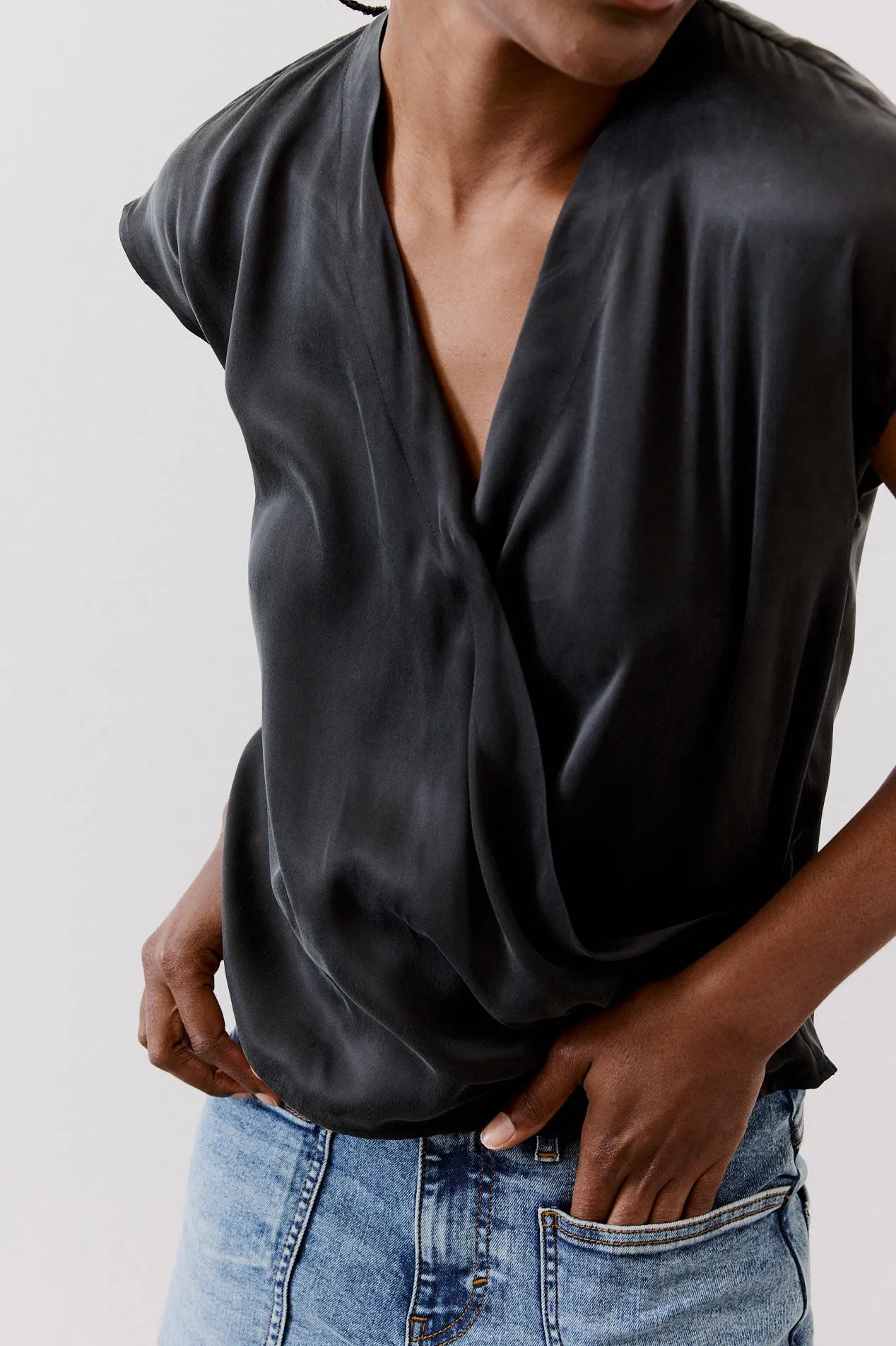 The Wrap Washable Silk Top sold by Ruti