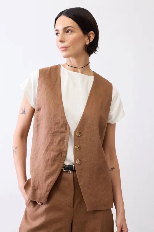 The Linen Button Vest sold by Ruti