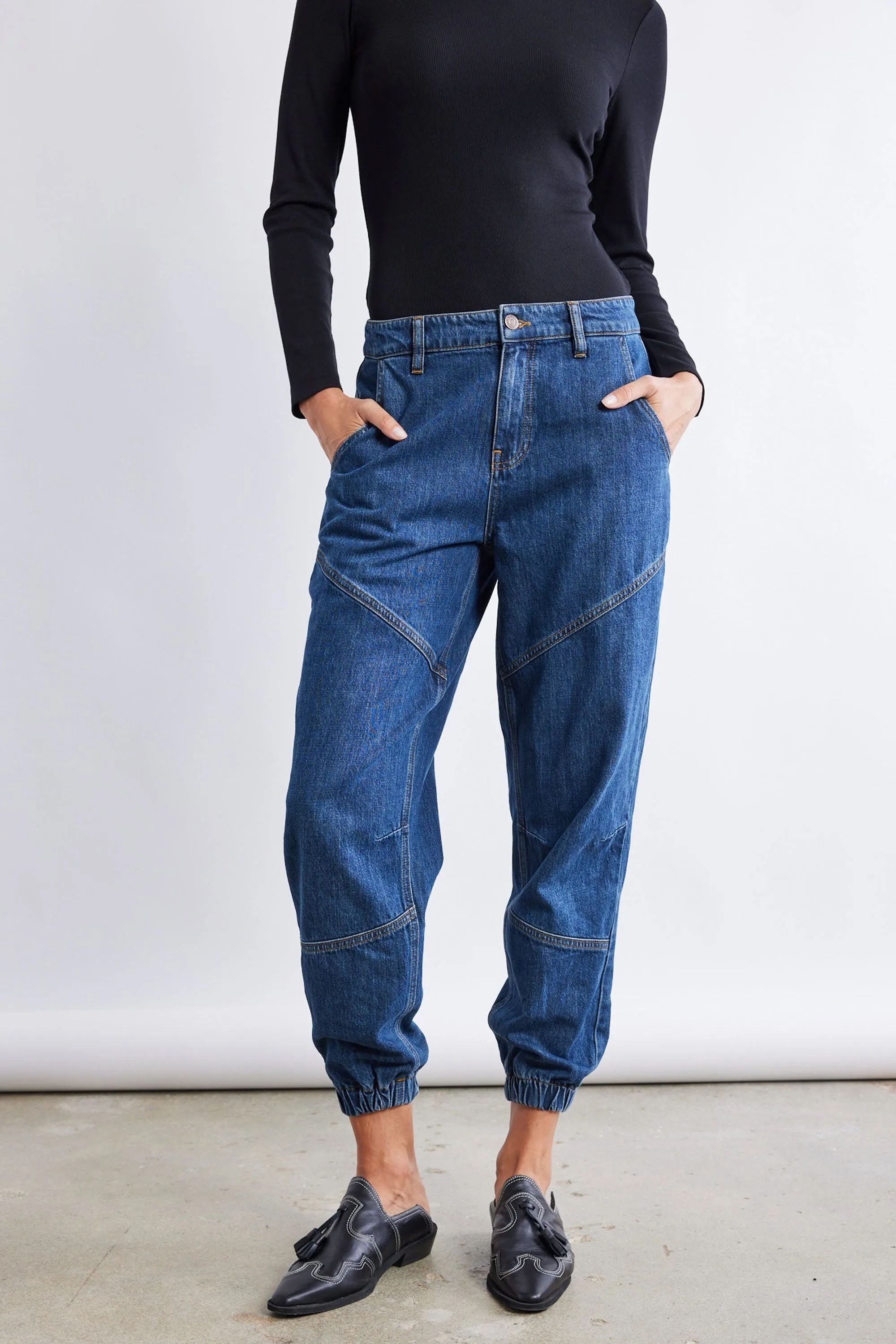 Relaxed Light Denim Joggers sold by Ruti