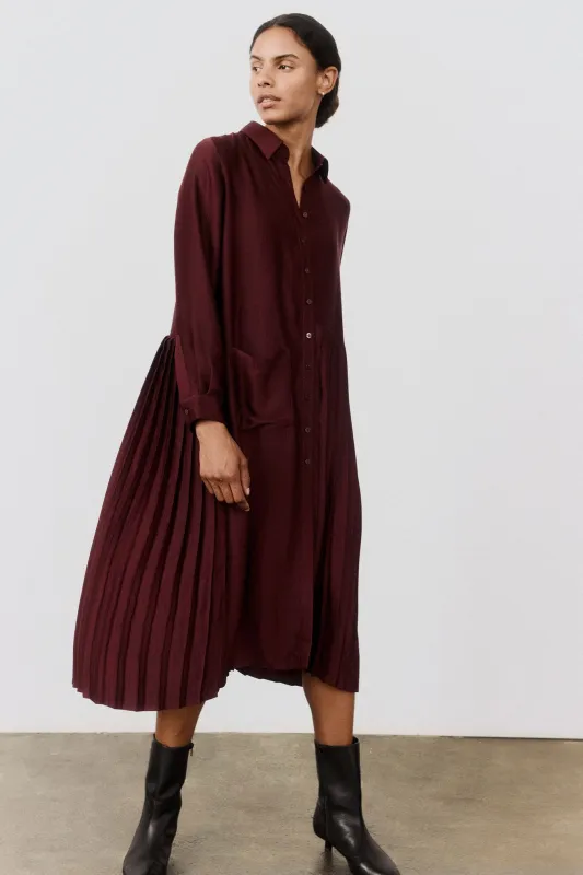 One-Sided Pleated Slinky Long Sleeve Dress sold by Ruti