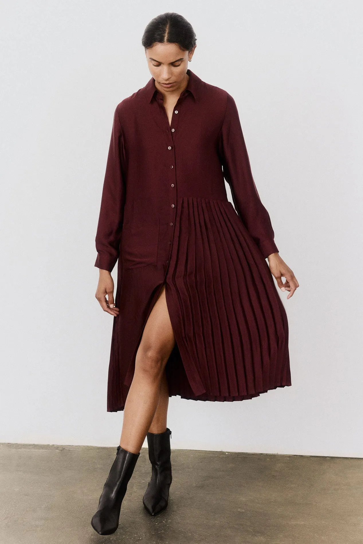 One-Sided Pleated Slinky Long Sleeve Dress sold by Ruti product image thumbnail 4