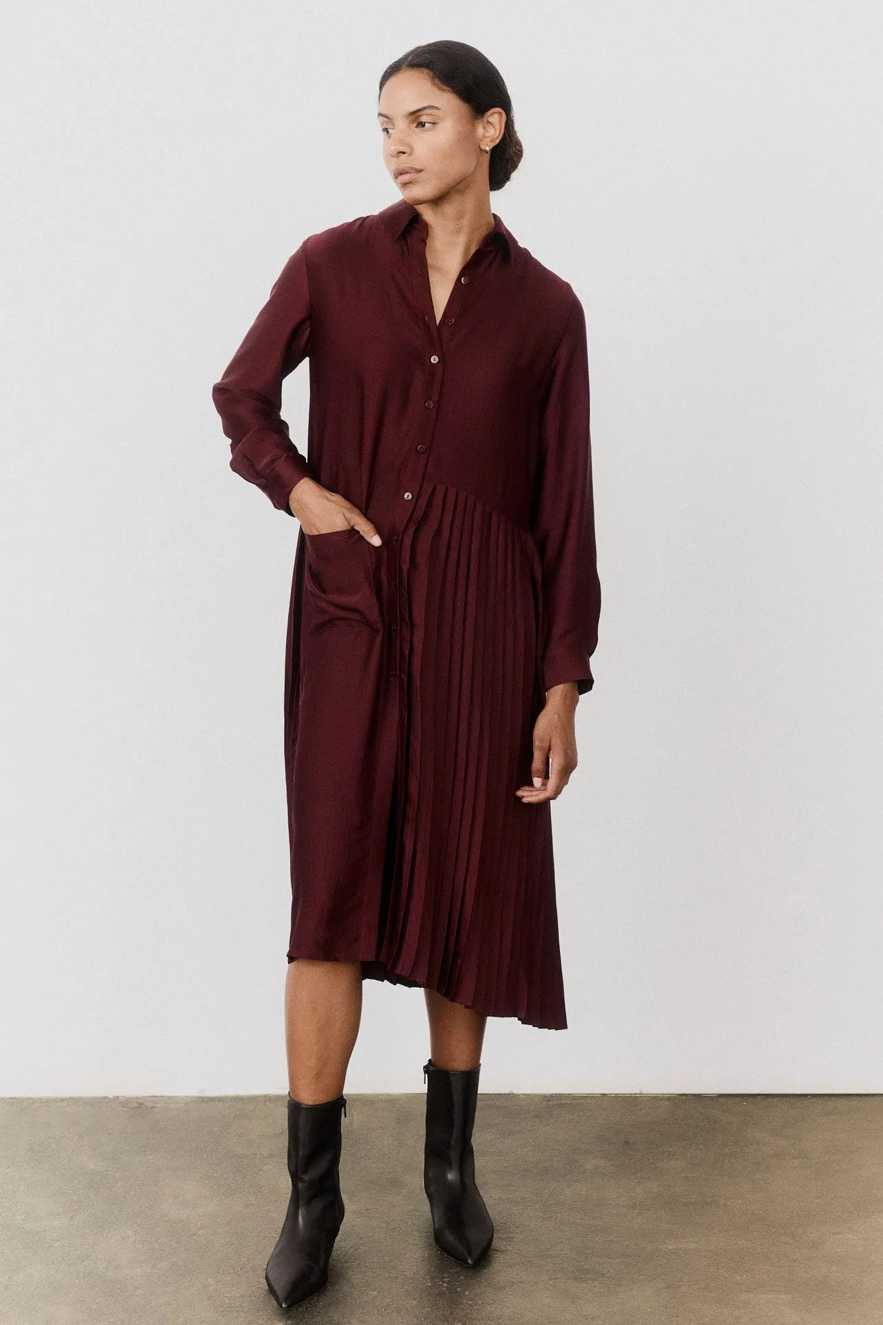 One-Sided Pleated Slinky Long Sleeve Dress sold by Ruti product image thumbnail 2
