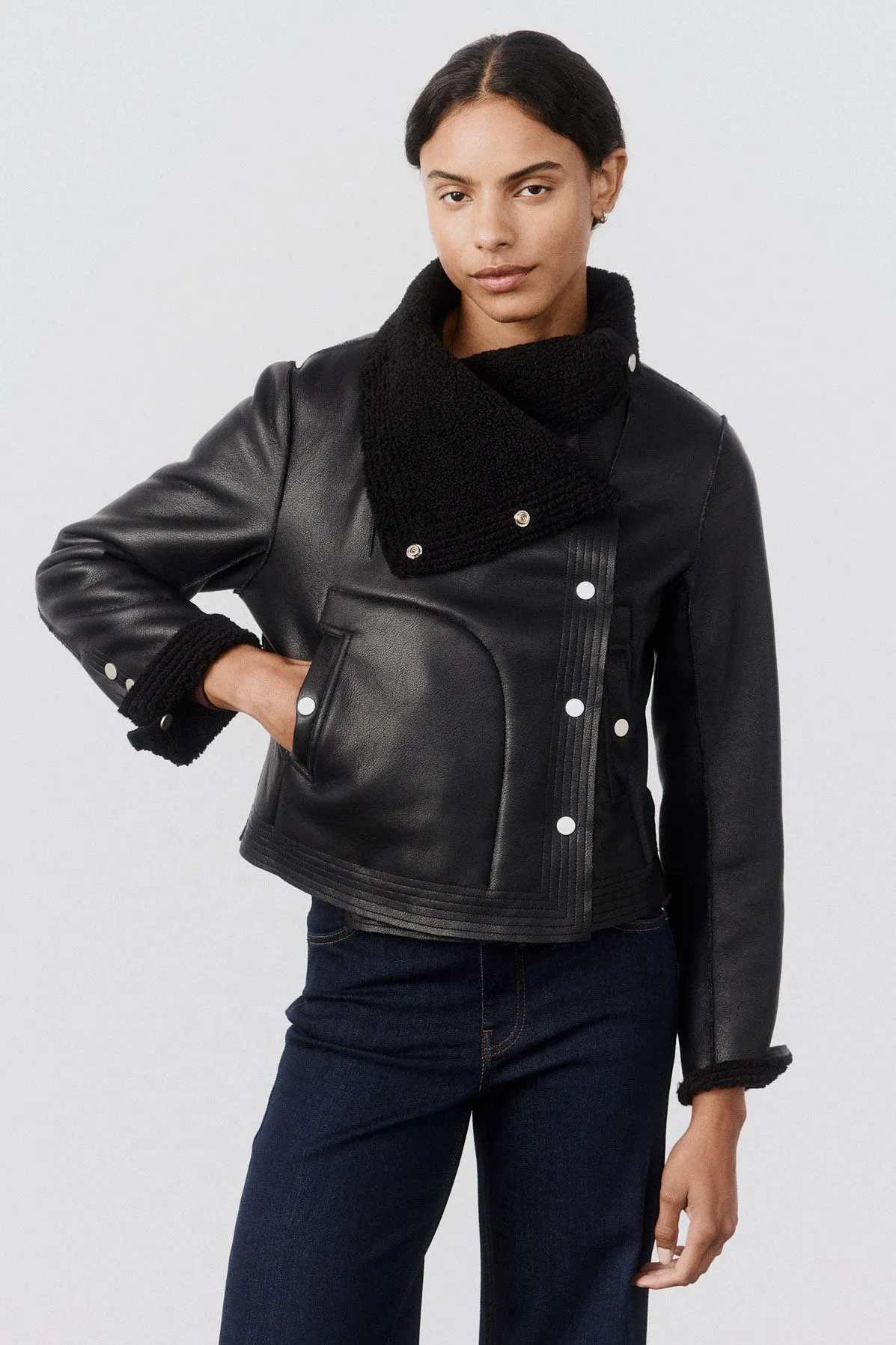 The Cruiser Reversible Shearling Moto Jacket sold by Ruti product image thumbnail 4