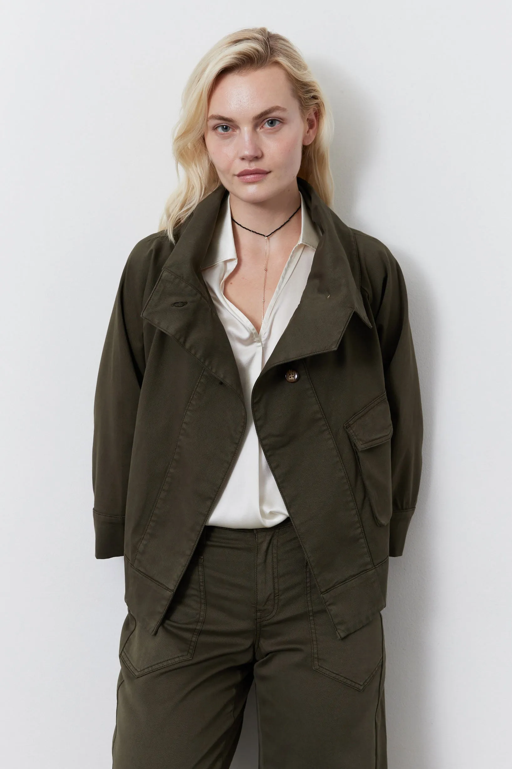 Twill Cropped Swing Jacket sold by Ruti