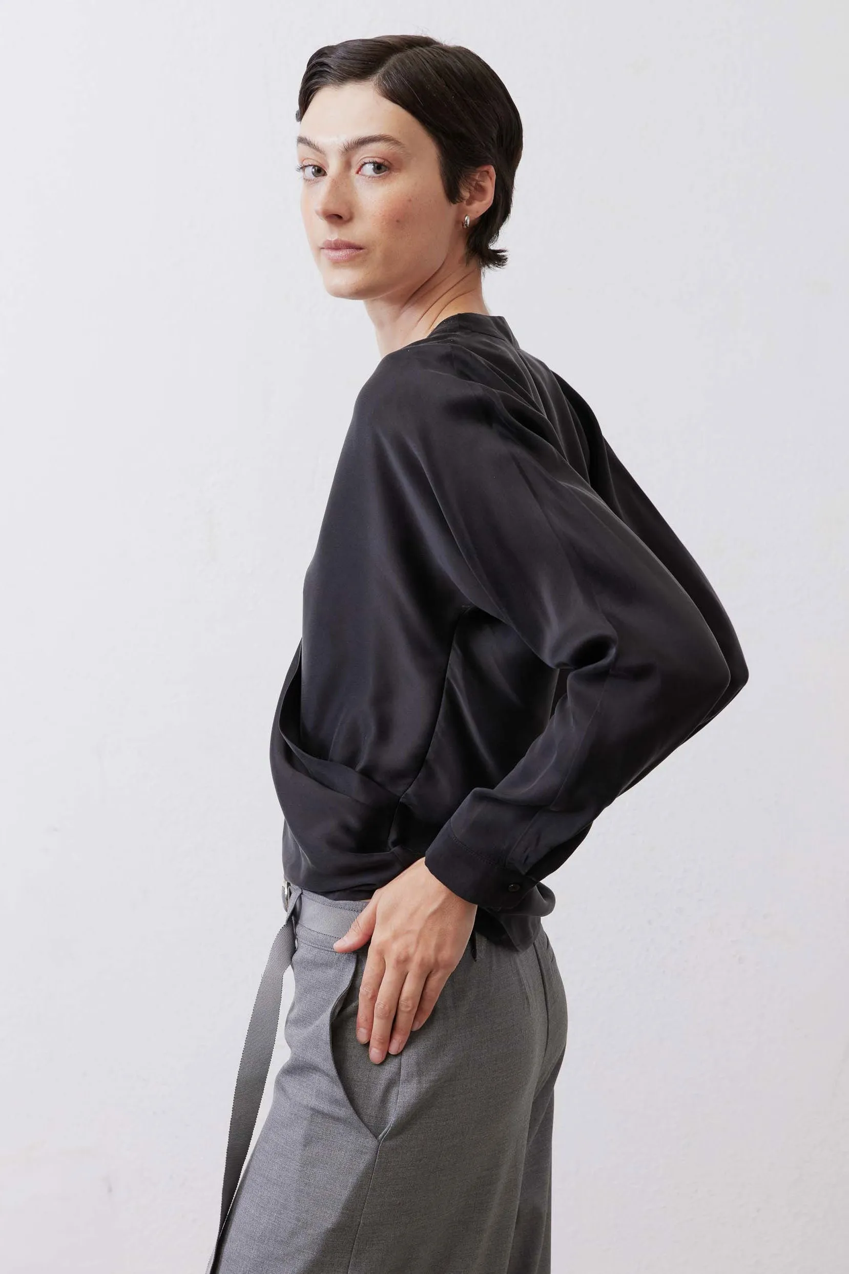 Long Sleeve Wrap Washable Silk Blouse sold by Ruti product image thumbnail 3