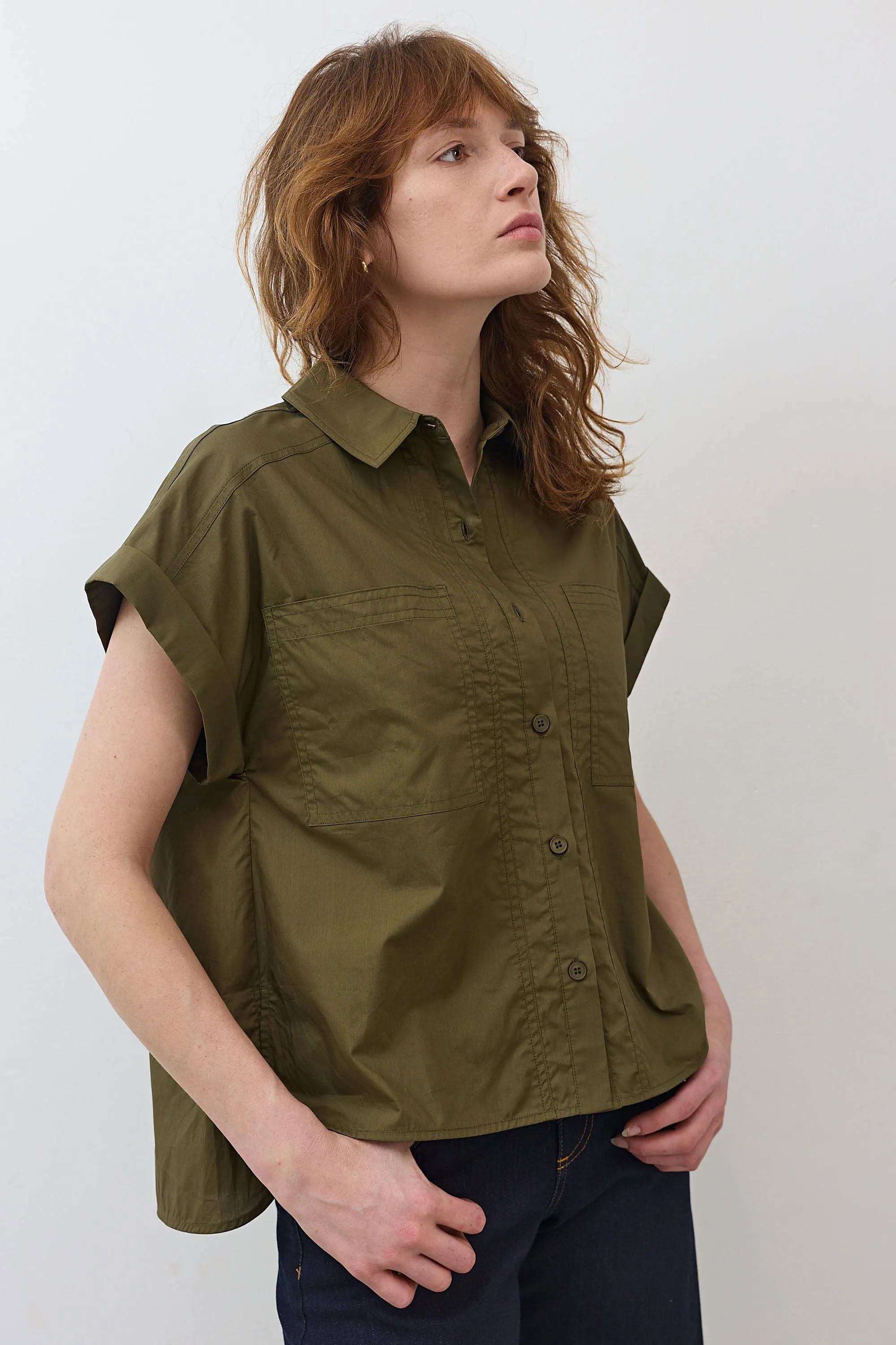 Short Sleeve Poplin Button Down Blouse sold by Ruti product image thumbnail 3