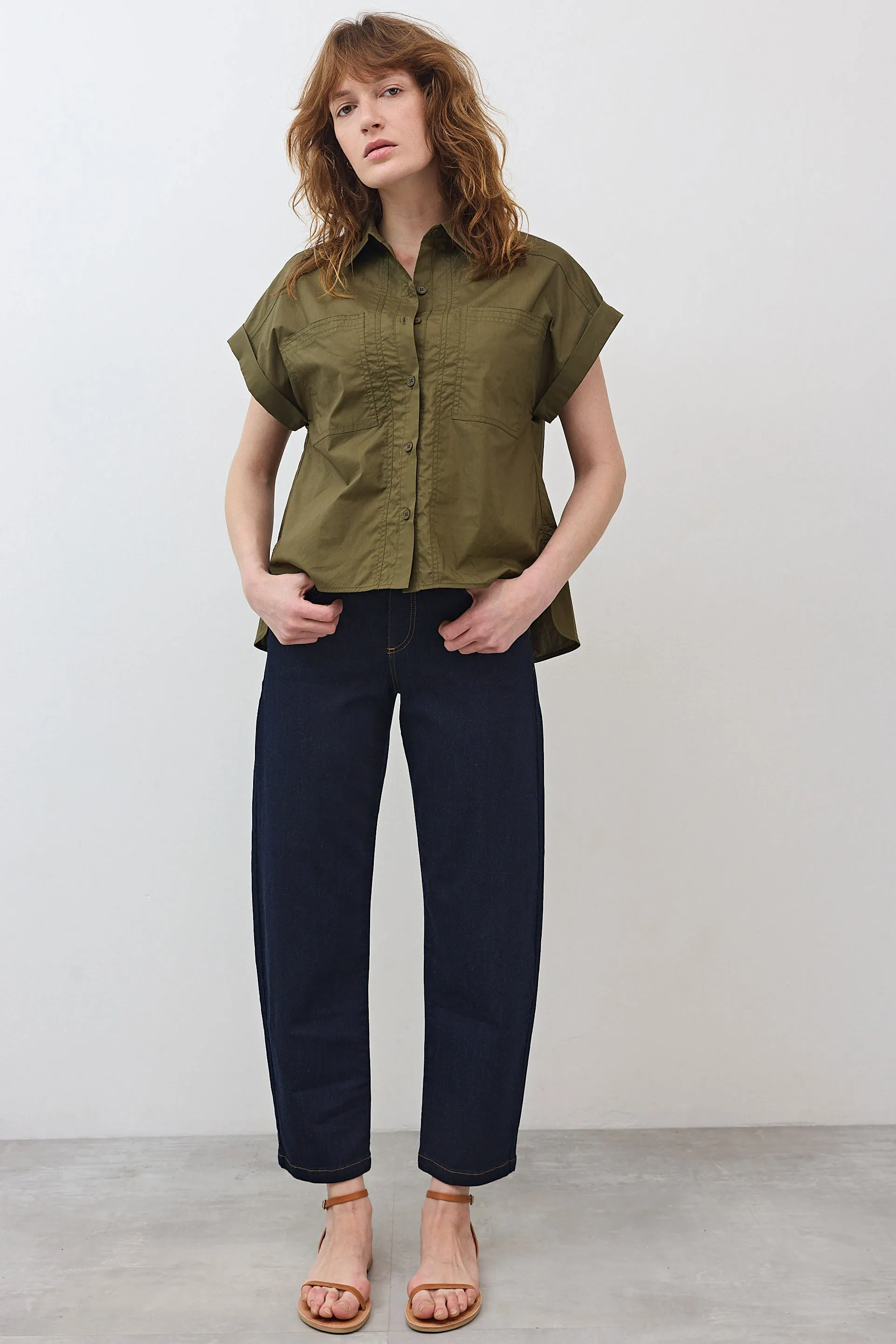 Short Sleeve Poplin Button Down Blouse sold by Ruti product image thumbnail 2
