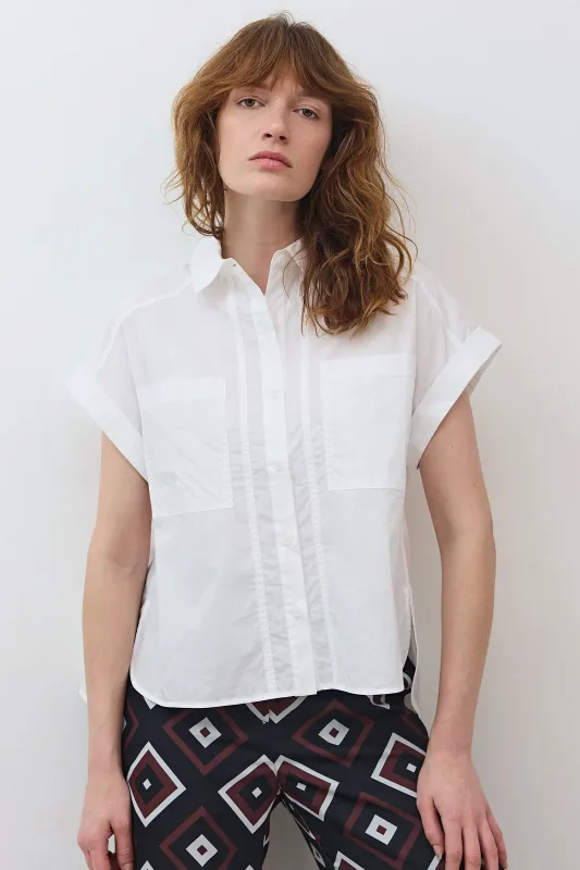 Short Sleeve Poplin Button Down Blouse sold by Ruti