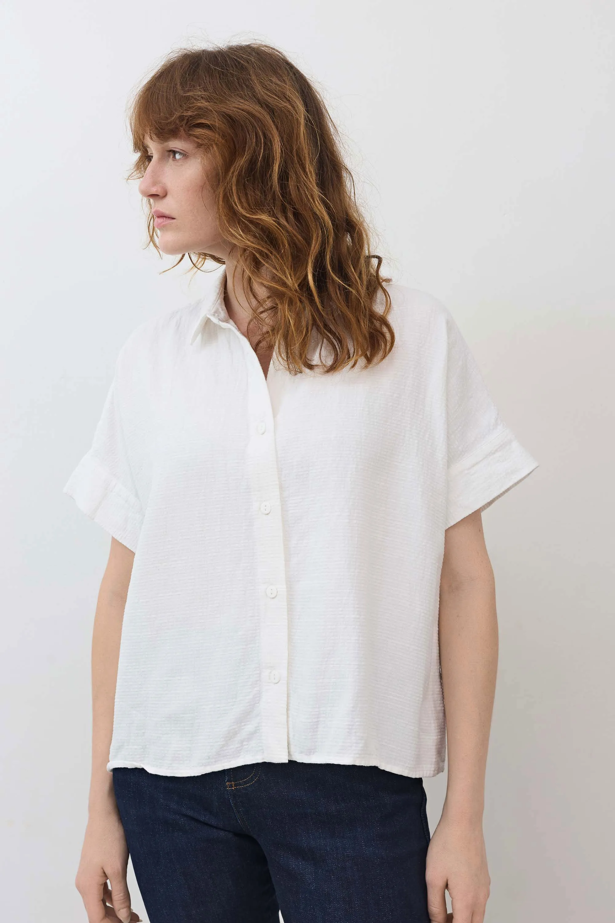 Boxy Seersucker Cropped Blouse sold by Ruti product image thumbnail 3