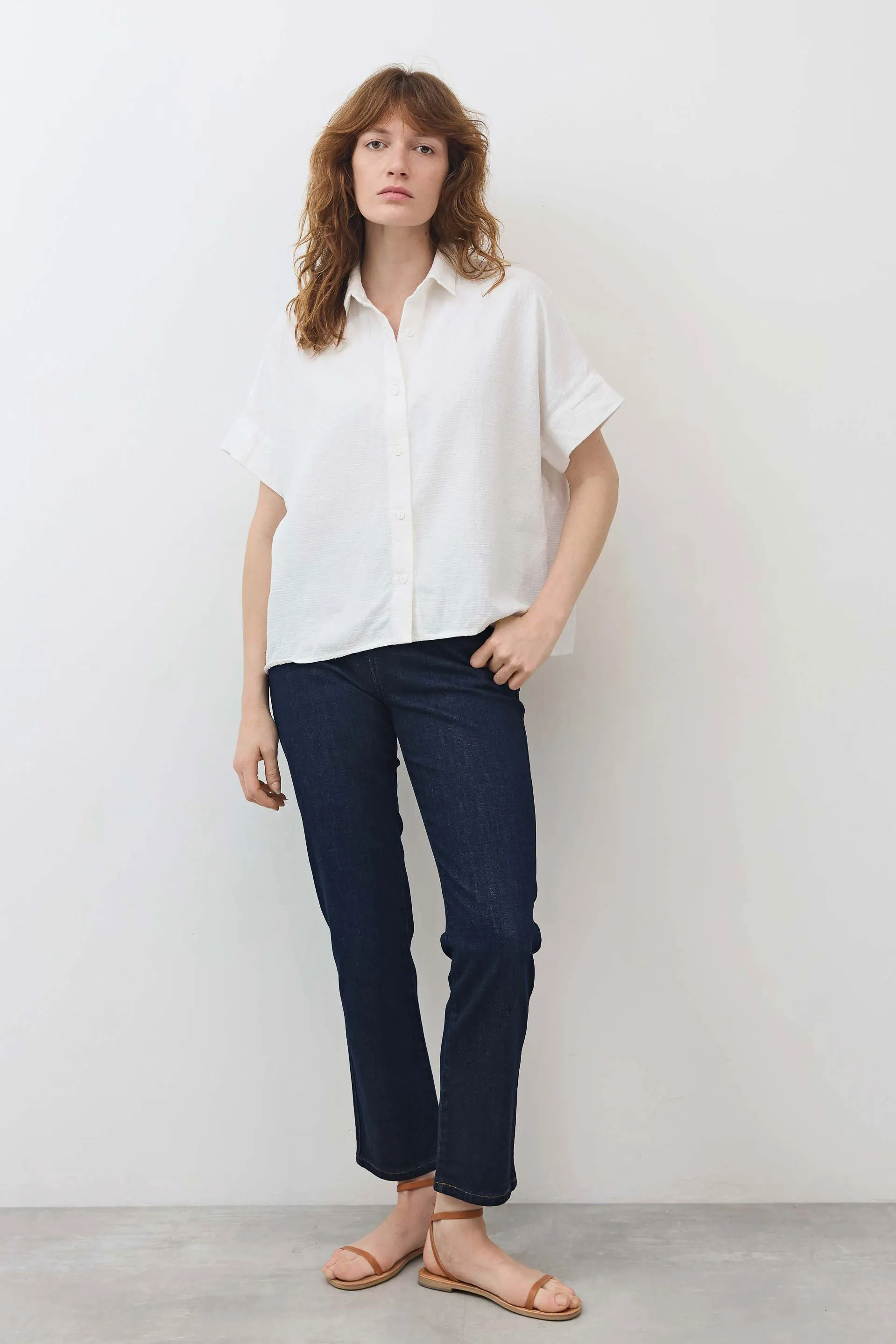 Boxy Seersucker Cropped Blouse sold by Ruti product image thumbnail 4