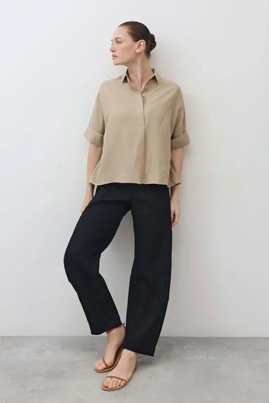 Silk Linen Oversized Pullover Blouse made by Ruti