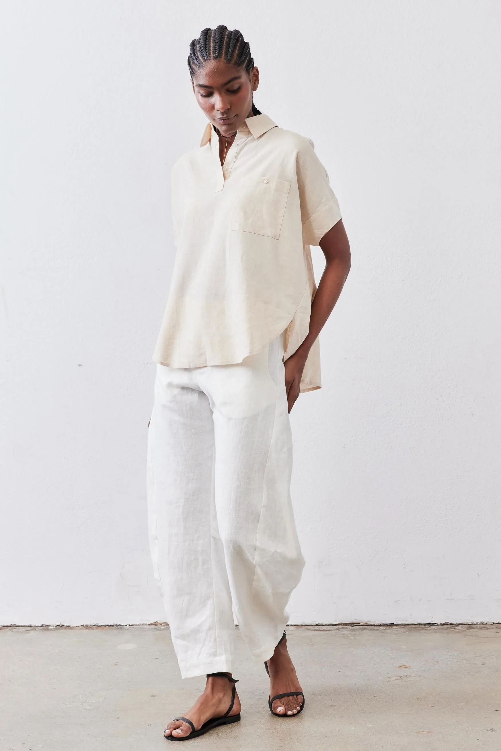 Pullover Short Sleeve Linen Blouse sold by Ruti