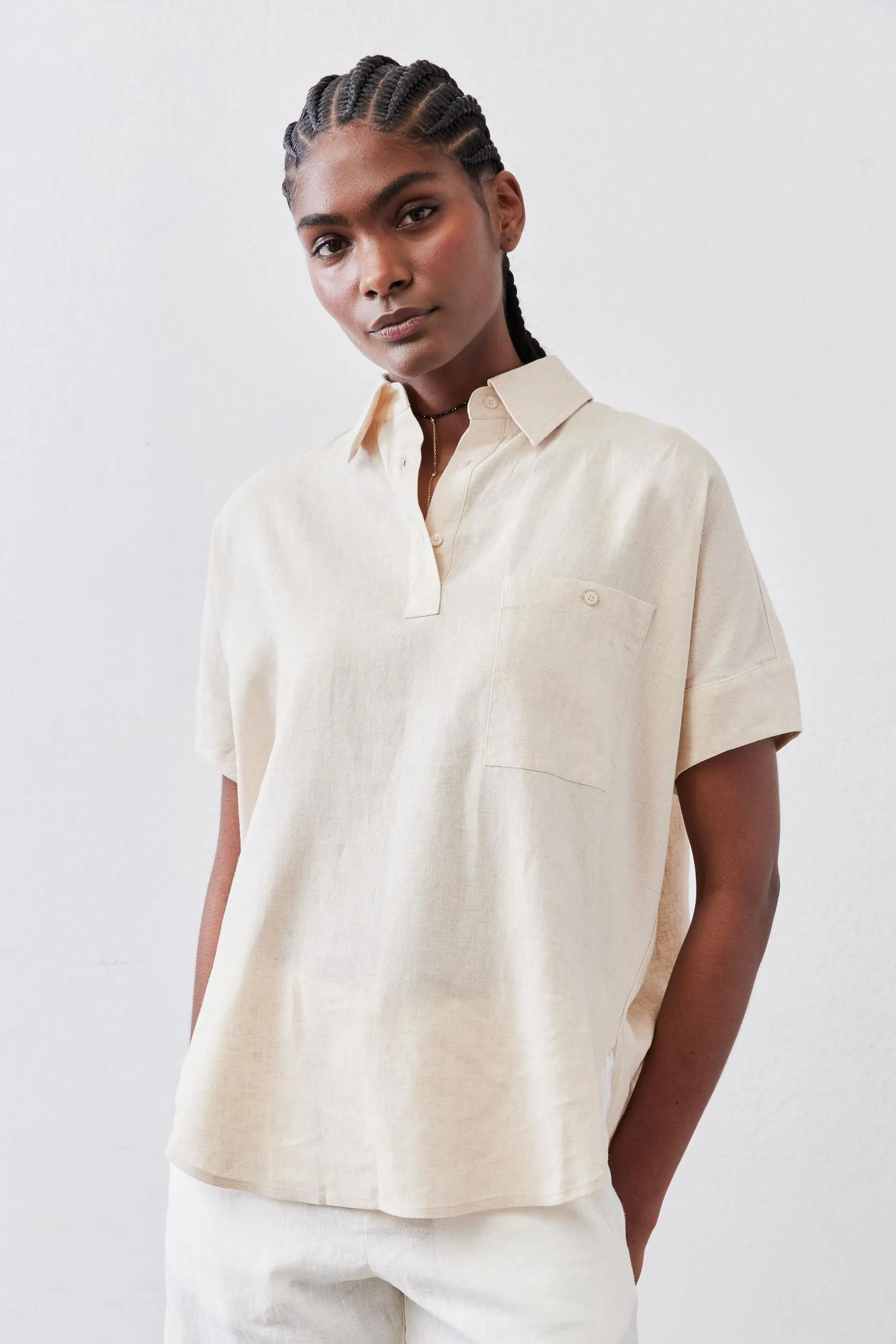 Pullover Short Sleeve Linen Blouse sold by Ruti product image thumbnail 2