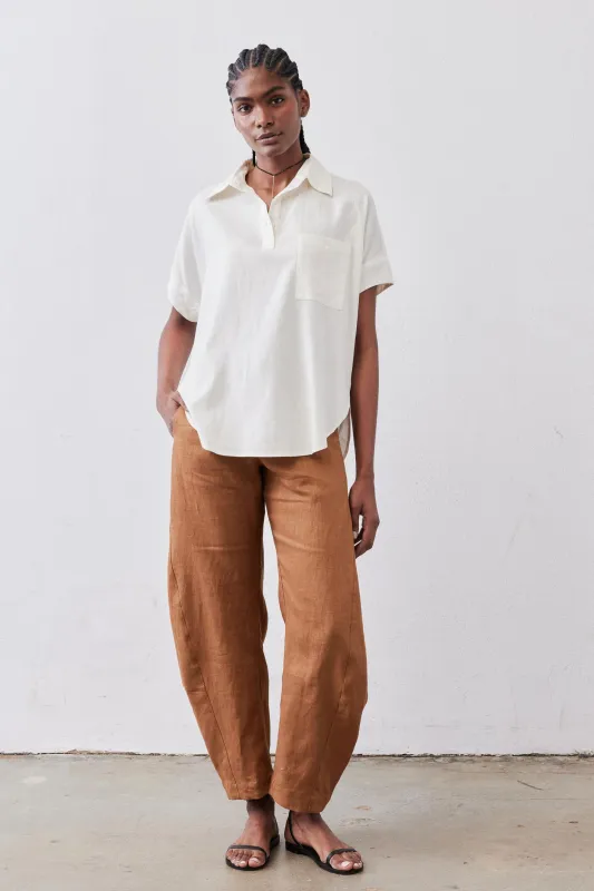 Pullover Short Sleeve Linen Blouse made by Ruti