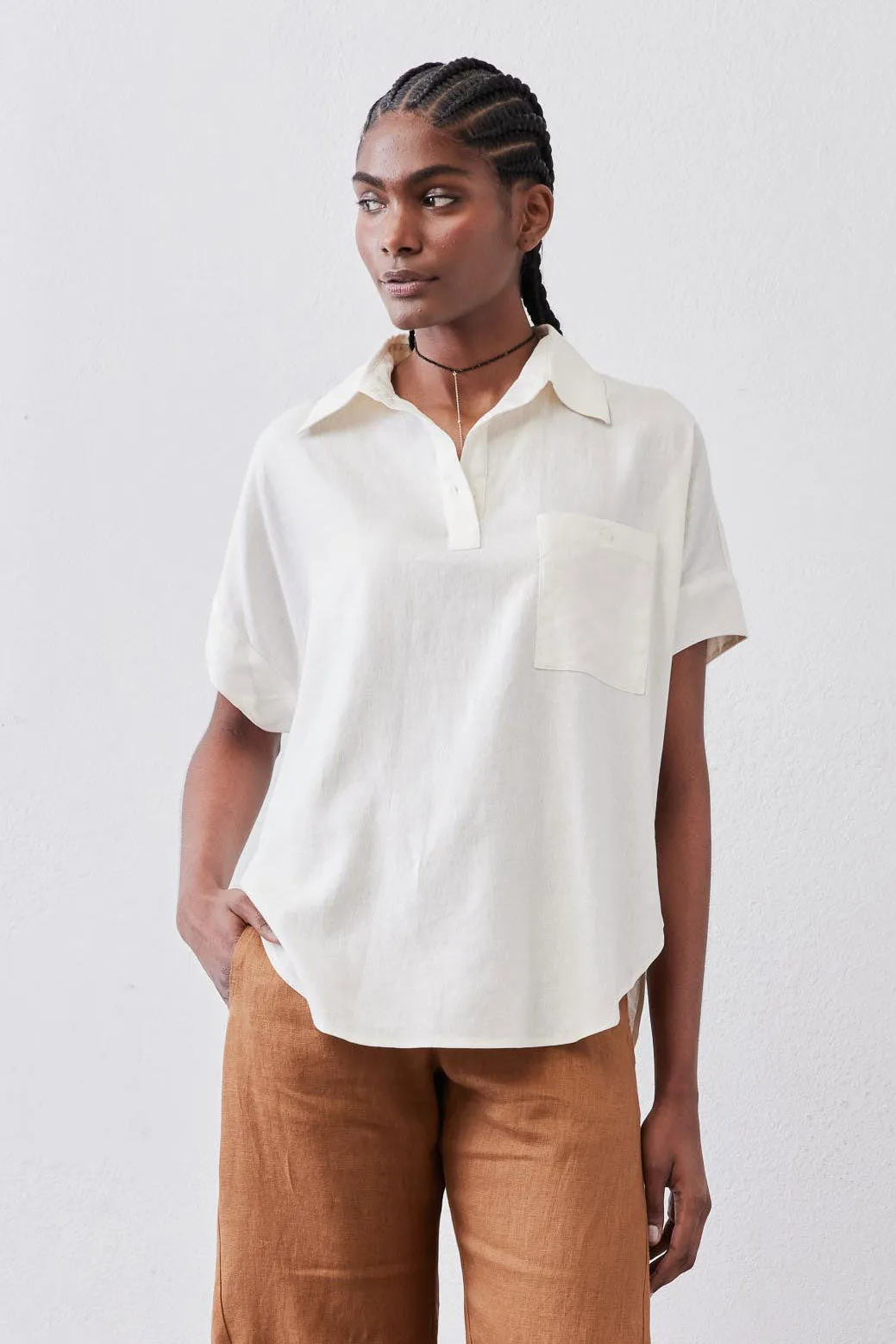 Pullover Short Sleeve Linen Blouse sold by Ruti product image thumbnail 2