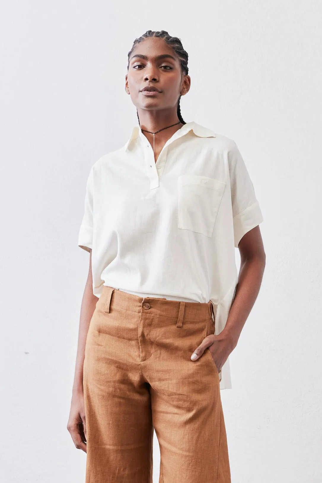 Pullover Short Sleeve Linen Blouse sold by Ruti product image thumbnail 4