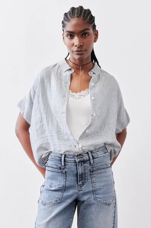 Boxy Linen Cropped Blouse made by Ruti