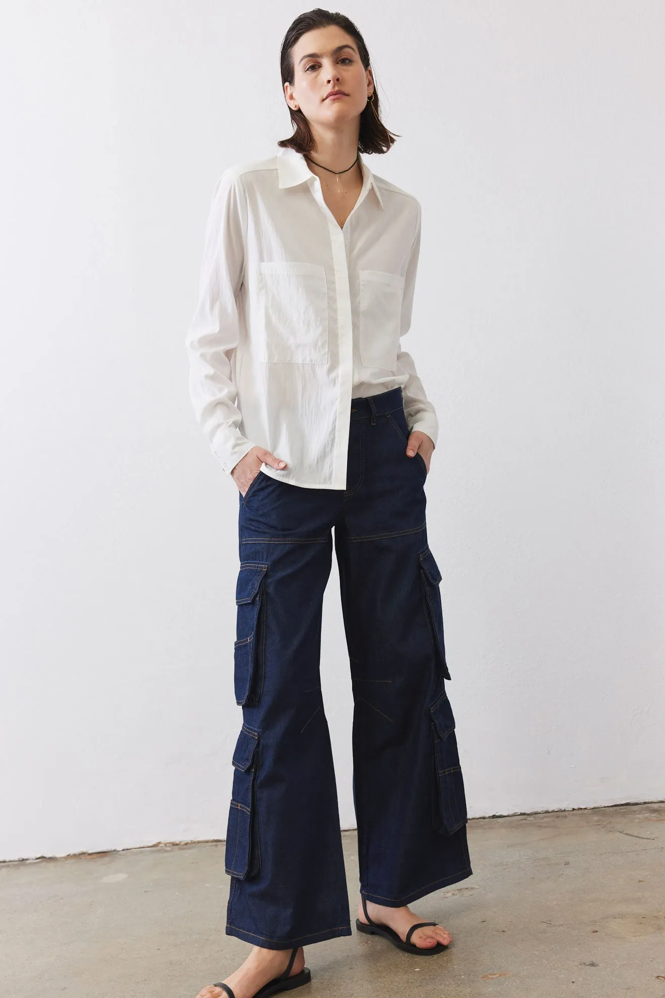 The Off Duty Light Denim Cargo Pants sold by Ruti