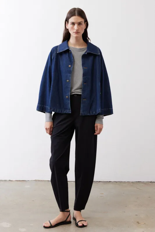 Denim Cropped Swing Jacket | River Medium Wash made by Ruti