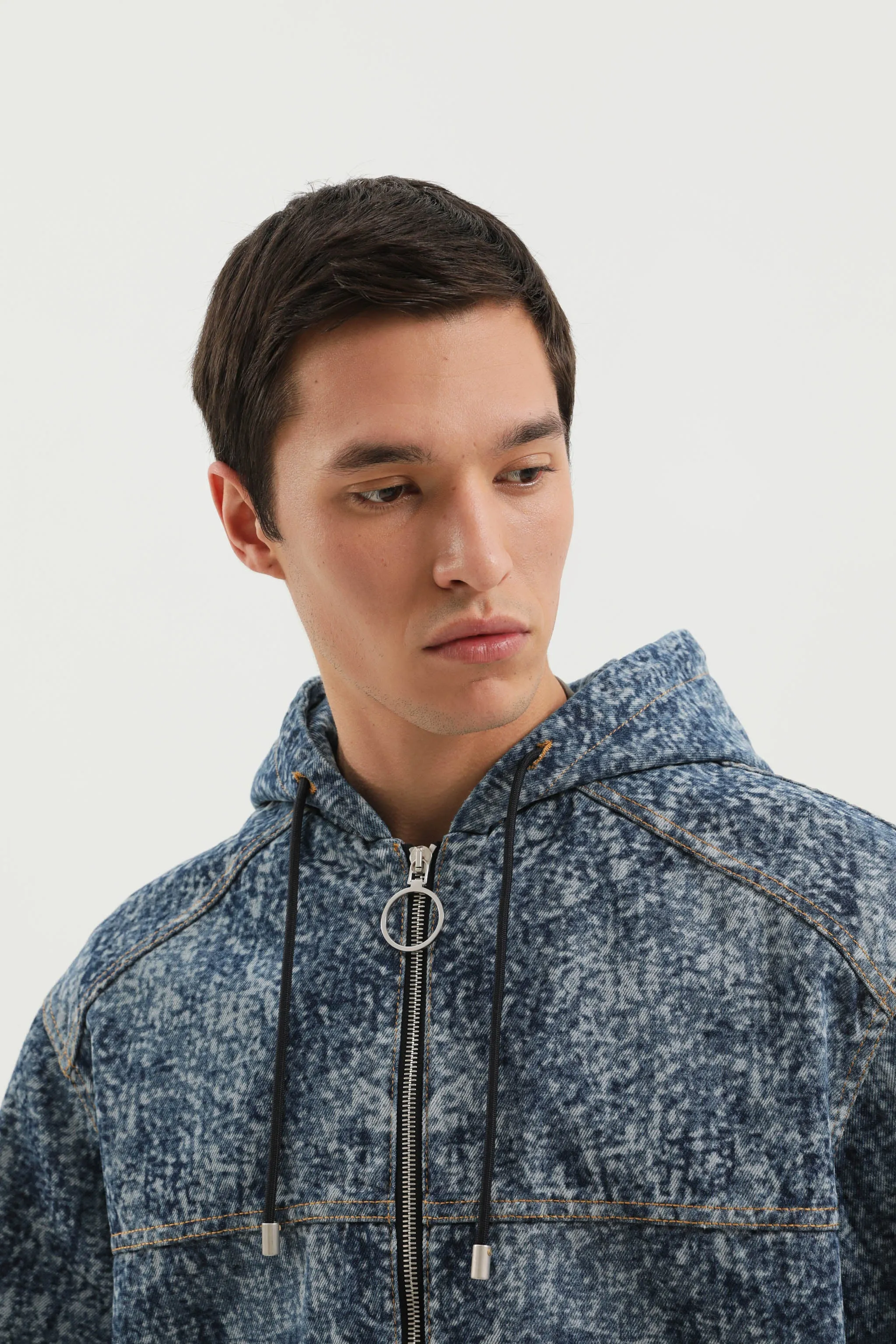 Marble denim hoodie zip up sold by 1989 Studio product image thumbnail 4
