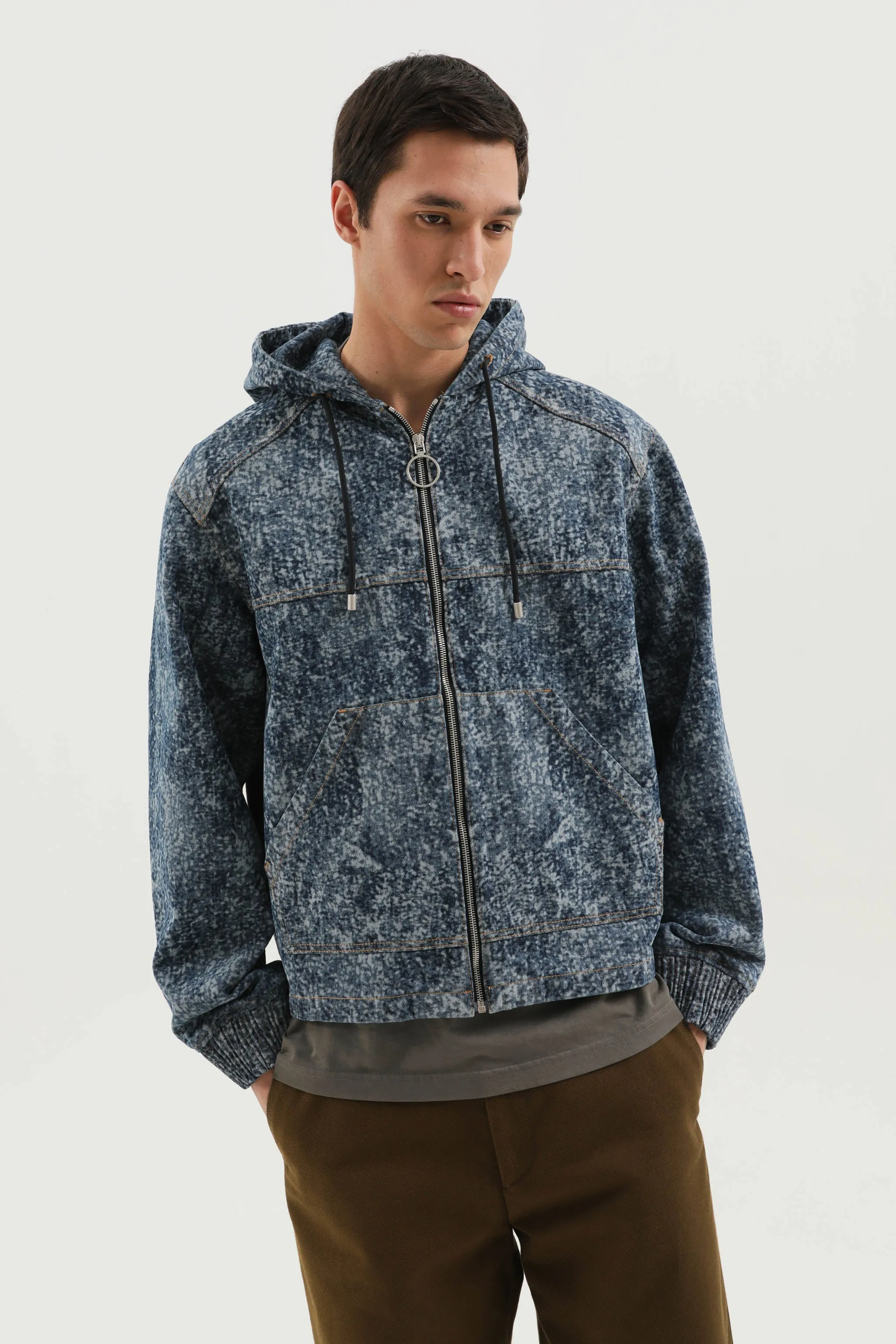 Marble denim hoodie zip up sold by 1989 Studio product image thumbnail 3