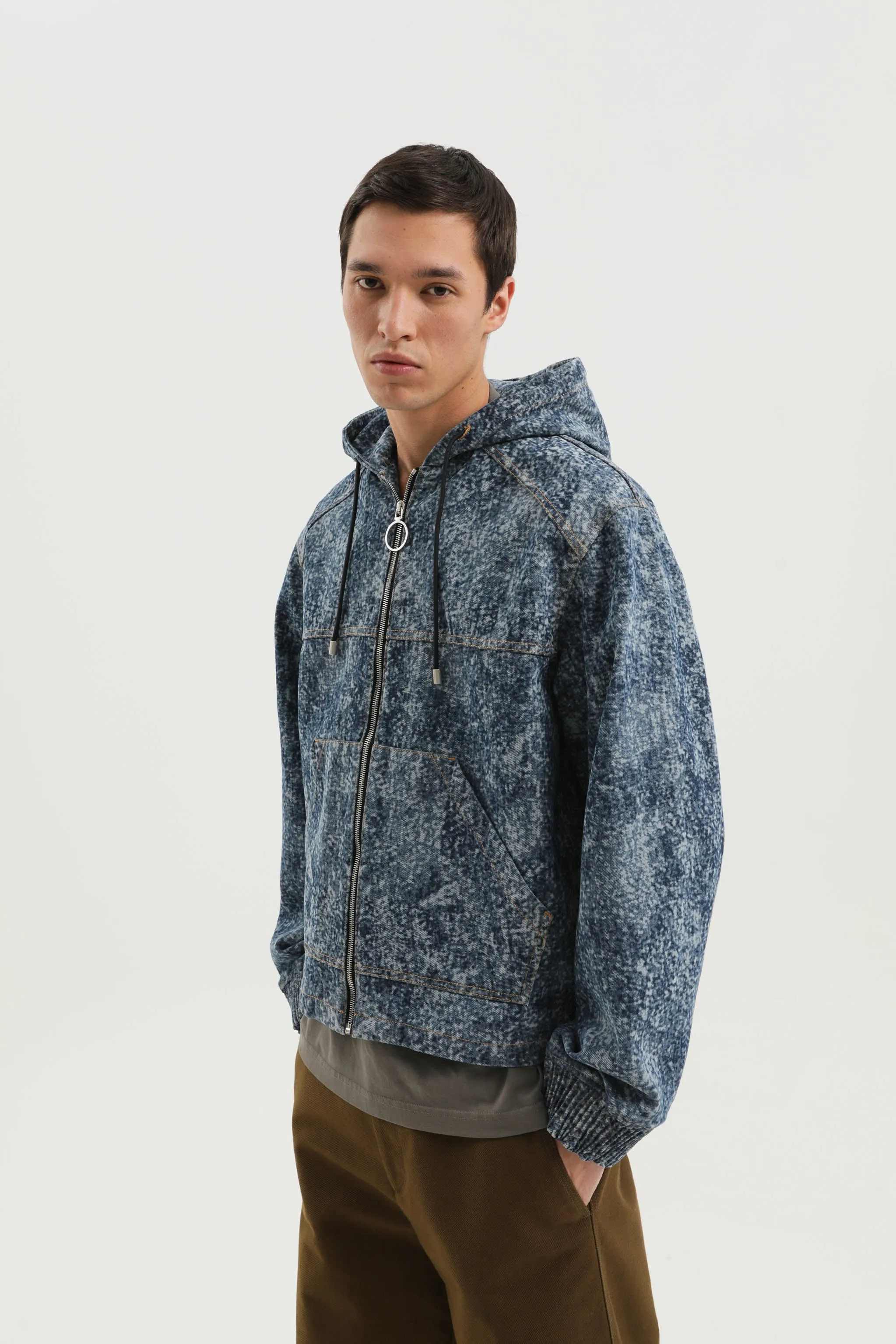 Marble denim hoodie zip up sold by 1989 Studio product image thumbnail 2