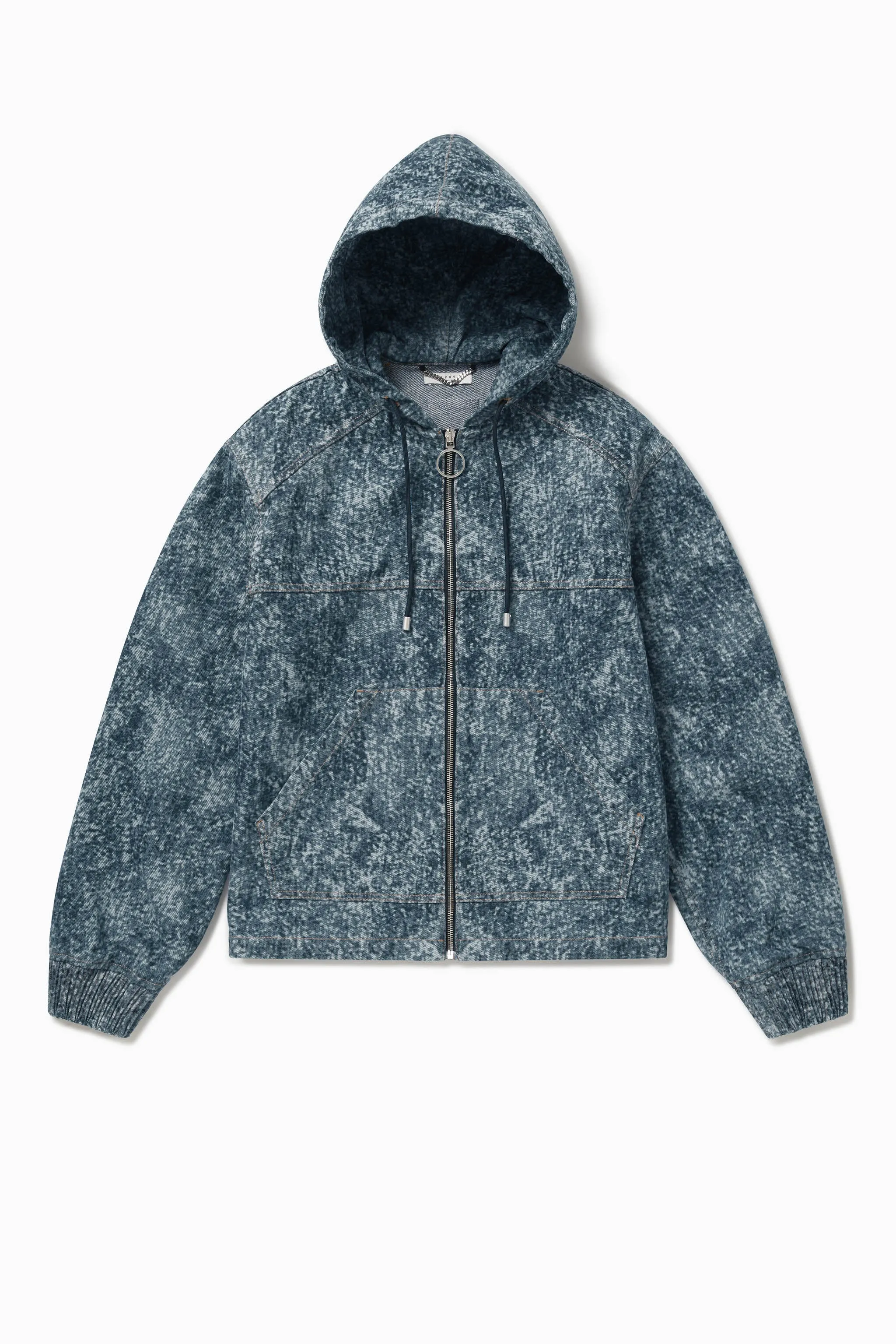 Marble denim hoodie zip up sold by 1989 Studio