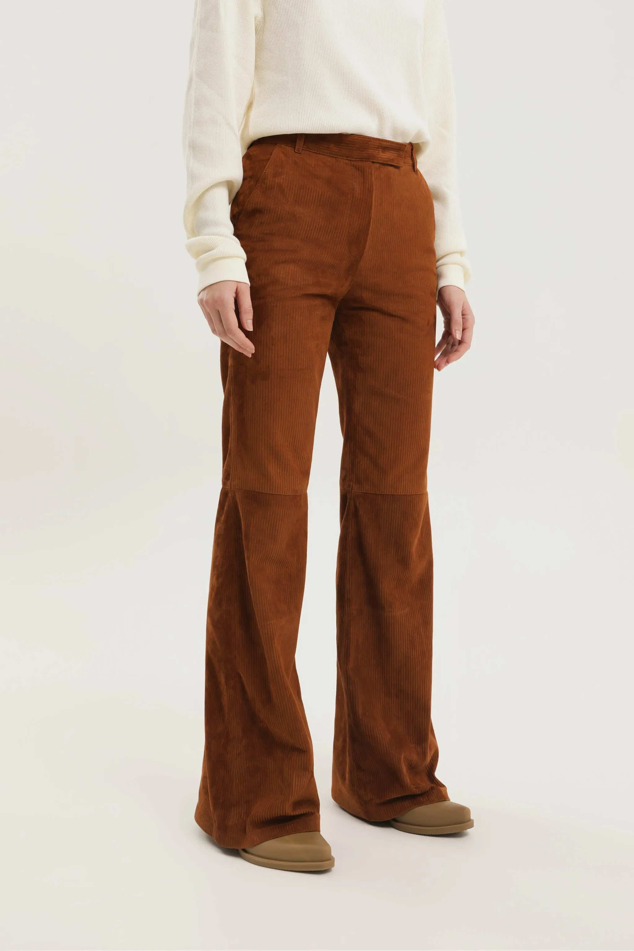 Leather ribbed flare pant sold by 1989 Studio product image thumbnail 4