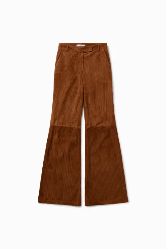 Leather ribbed flare pant sold by 1989 Studio