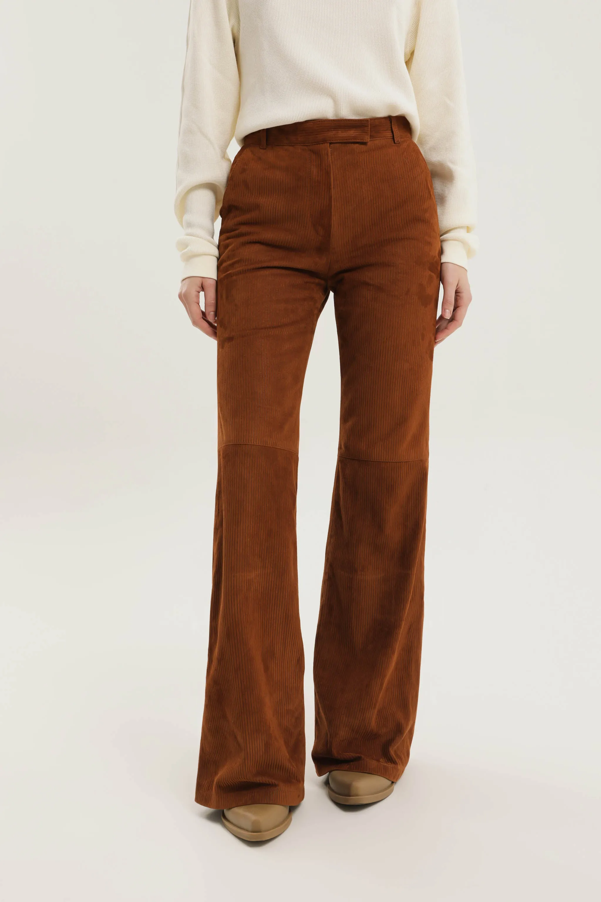 Leather ribbed flare pant sold by 1989 Studio product image thumbnail 3