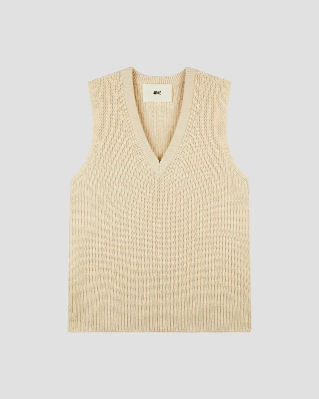 COTTON WOOL RIB SLEEVELESS VNECK sold by 440me