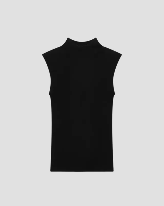 WOOL SILK SLEEVELESS MOCK NECK sold by 440me