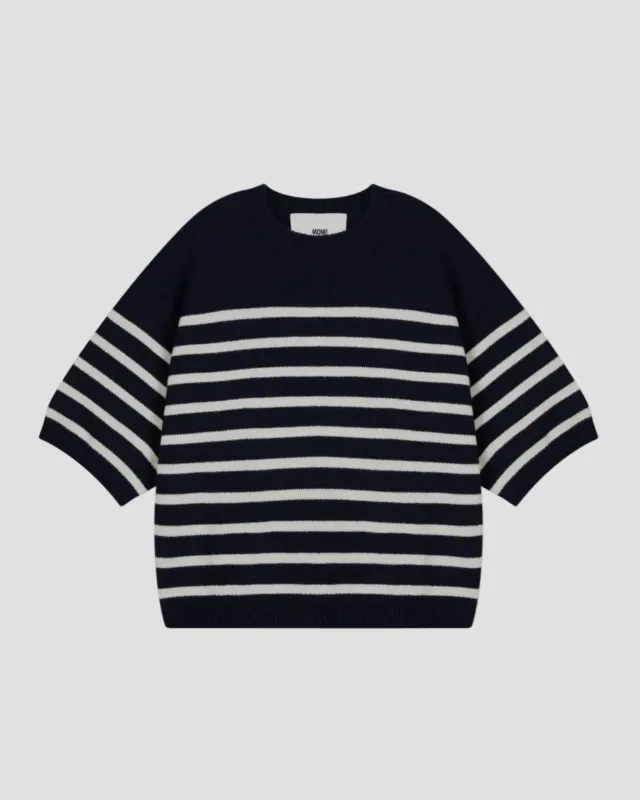 STRIPED COTTON WOOL SHORT SLEEVE CREW NECK sold by 440me
