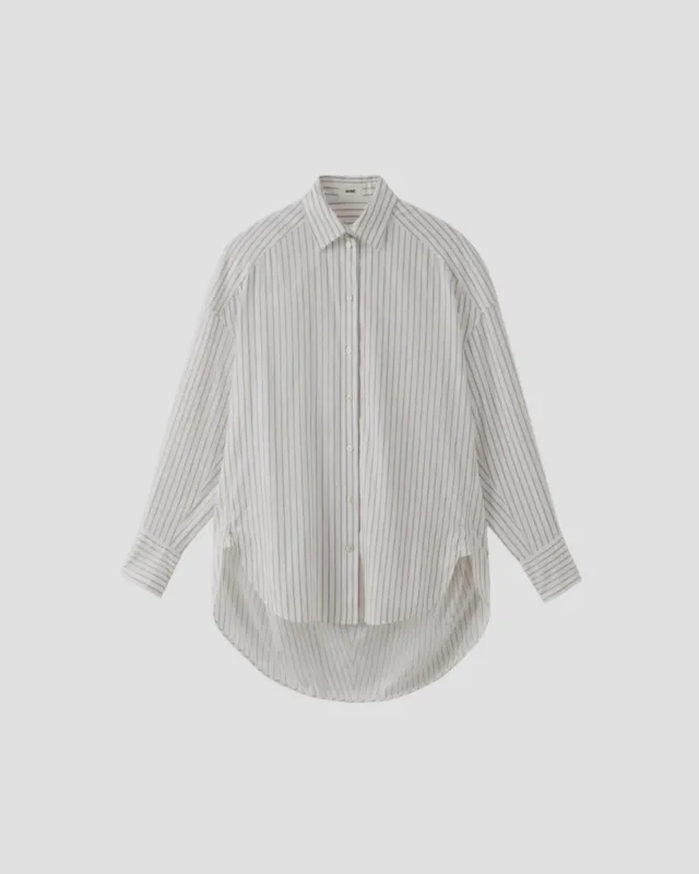 COTTON SILK OVERSIZED STRIPE SHIRT made by 440me