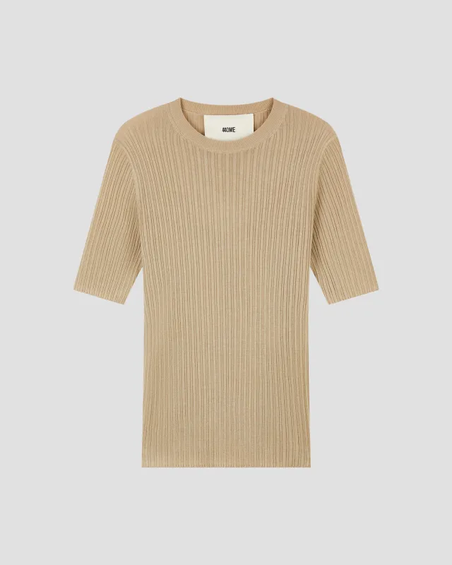 TENCEL SILK GAUZY RIB SHORT SLEEVE made by 440me