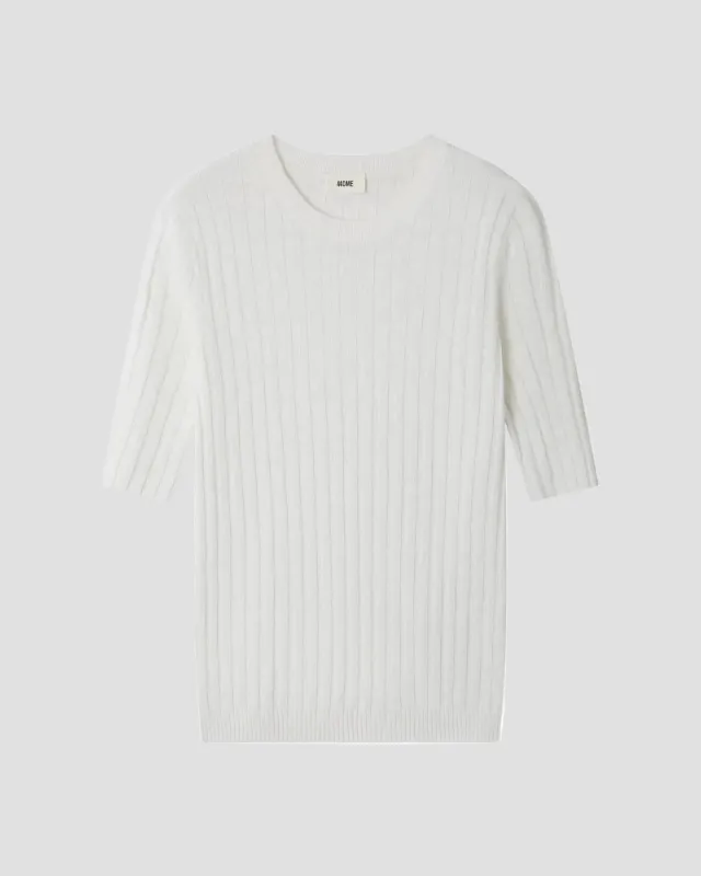 LINEN COTTON RIB SHORT SLEEVE CREW made by 440me