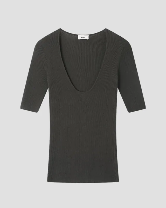 COTTON RIB SCOOP NECK made by 440me
