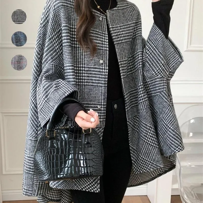 Women’s Plaid Wool Jacket – Long Thick Winter Coat | Elegant Commuter Style Outerwear (FD) made by Negative