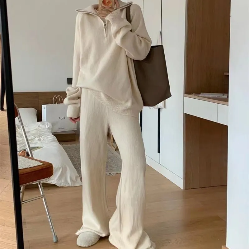 Milk gentle wind wear suit loose pullover sweater and wide leg pants FD sold by Negative product image thumbnail 2