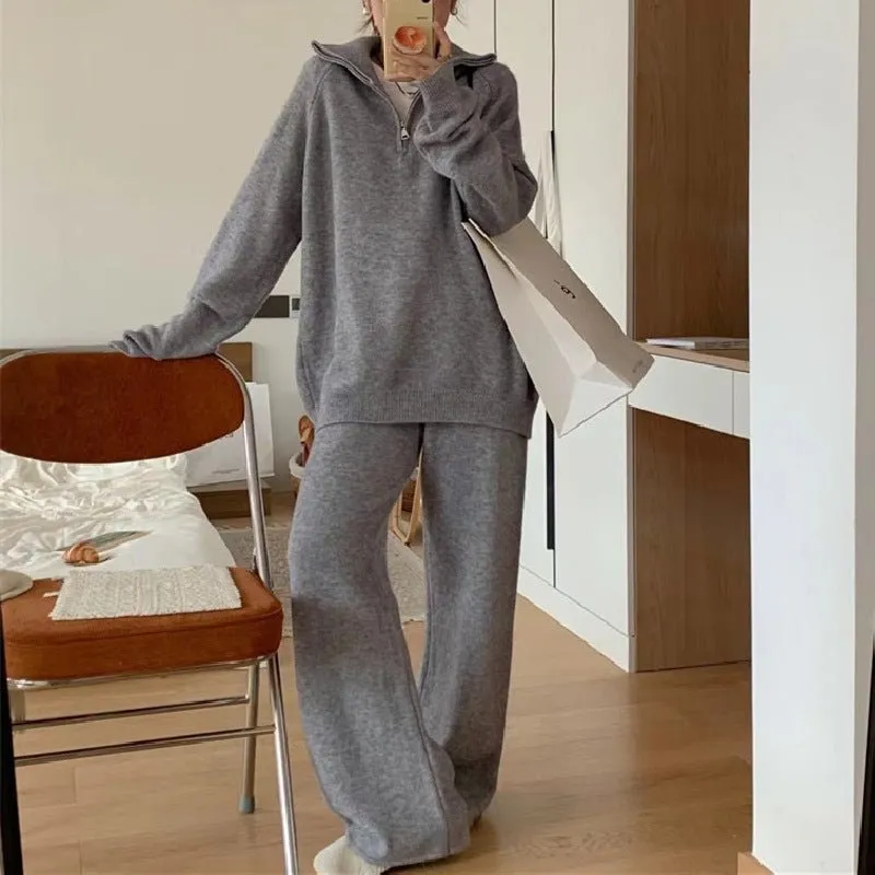 Milk gentle wind wear suit loose pullover sweater and wide leg pants FD sold by Negative product image thumbnail 3