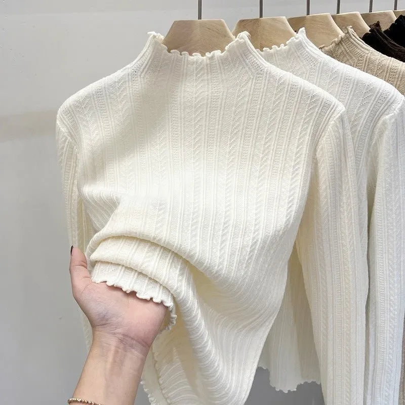 The Effortless Elegance | Solid Color Semi-Turtleneck Long-Sleeve Knit Sweater FD sold by Negative product image thumbnail 3