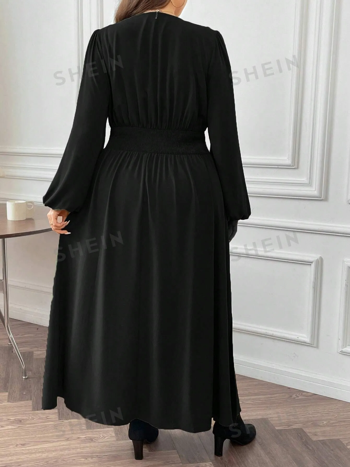 SHEIN Frenchy Plus Size Women's Pleated High Side Split Dress FD sold by Negative product image thumbnail 3