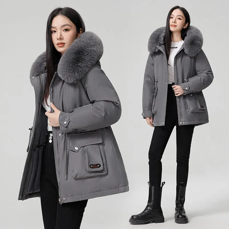 Fur Collar thickened jacket with large pockets Jacket FD made by Negative