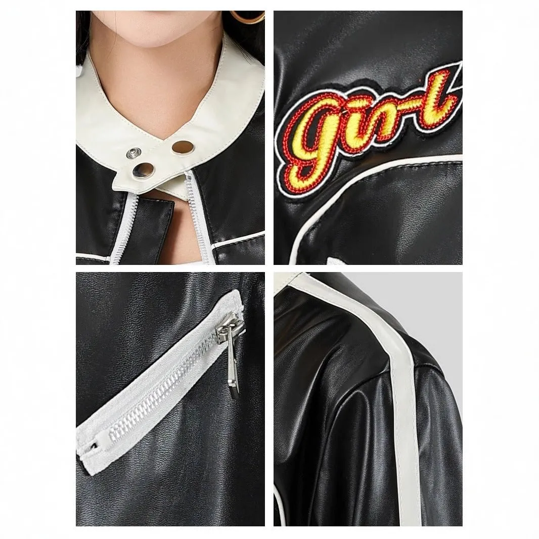 Locomotive Edge | Women's Contrasting Splicing Faux Leather Jacket White FD sold by Negative product image thumbnail 4