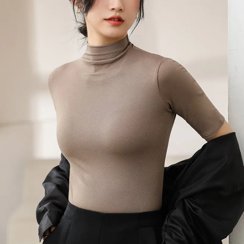 The Modal Whisper | Solid Color Half-Turtleneck Modal Pullover FD made by Negative